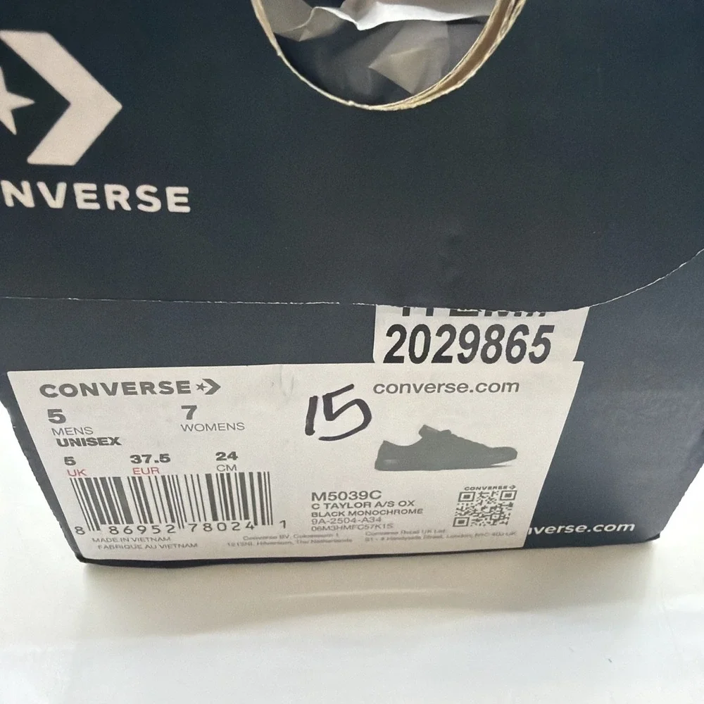 Converse M5039 Ct As Ox Canvas Women's Sneakers In Black size 7 New